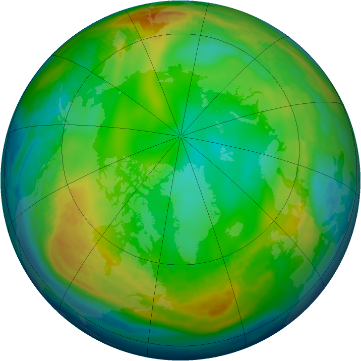 Arctic ozone map for 19 December 1989